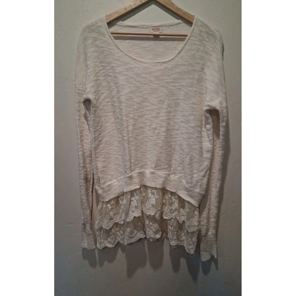 Mossimo Supply Co Cream Lace Bottom Sweater Size M Renfaire Lagenlook Festival